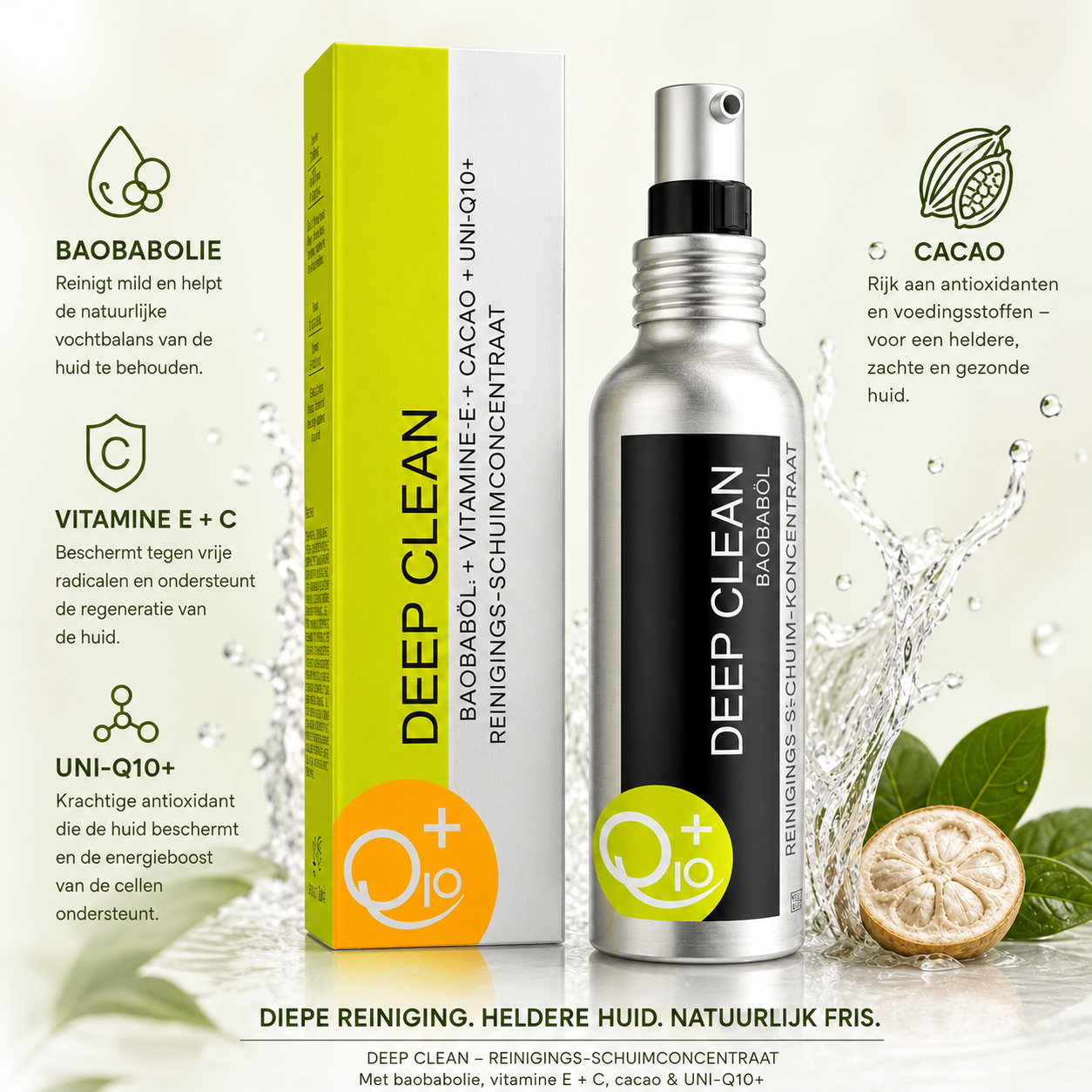 UNIQ10UE Deep Clean Cleanser 100 ml– Diep Reinigende Gezichtsreiniger met Vitamine C, Vitamine E, Q10 en Baobab Extract