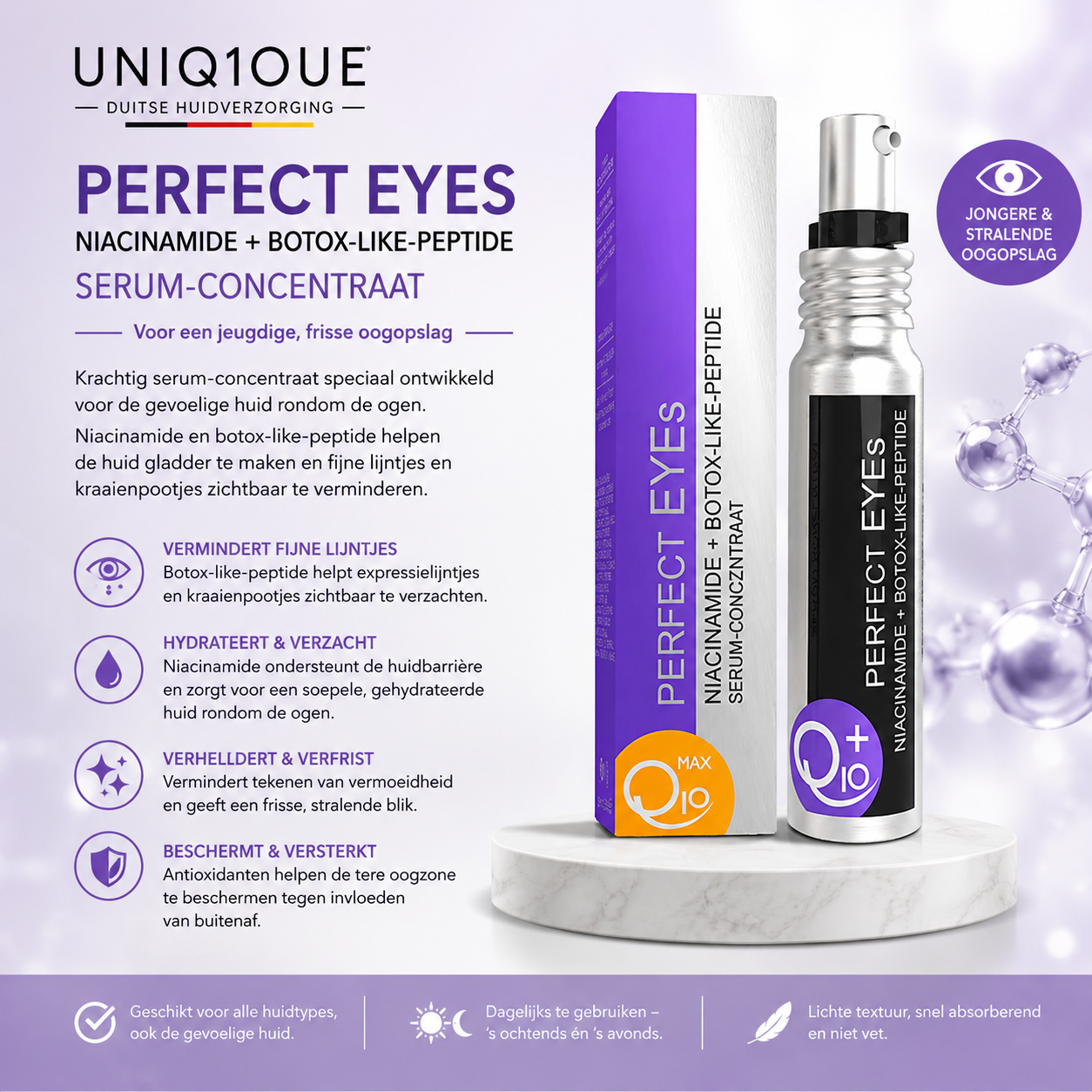 Uniq10ue Perfect Eyes Oogcrème – Oogcrème met Niacinamide & Botox-Like Effect tegen Fijne Lijntjes en wallen en kringen